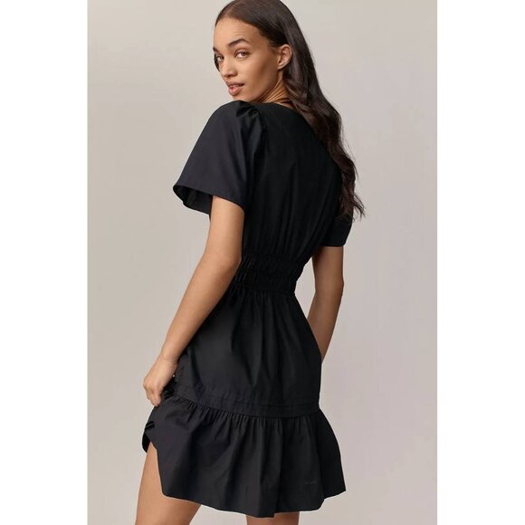 Anthropologie Cotton The Somerset Mini Dress in Black size Small Petite Preppy - Picture 3 of 9